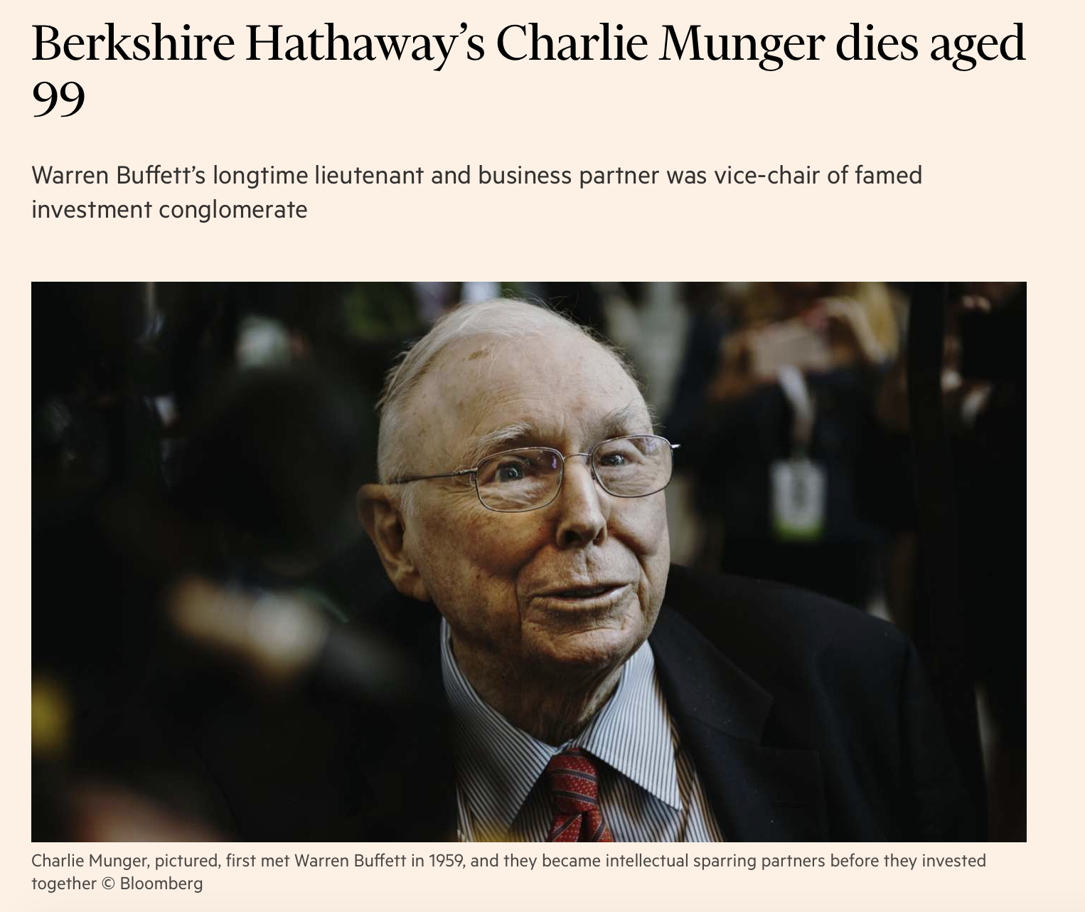 查理·芒格去世、享年99岁，巴菲特悼念：没有他就没有今天的伯克希尔 - 知乎